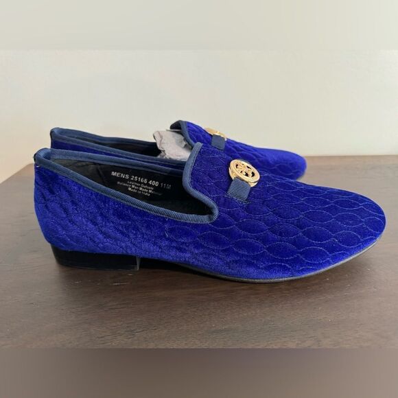 Men’s Royal Blue Suede Stacy Adams wedding Oxford 11 loafers shoes velour - Picture 2 of 5